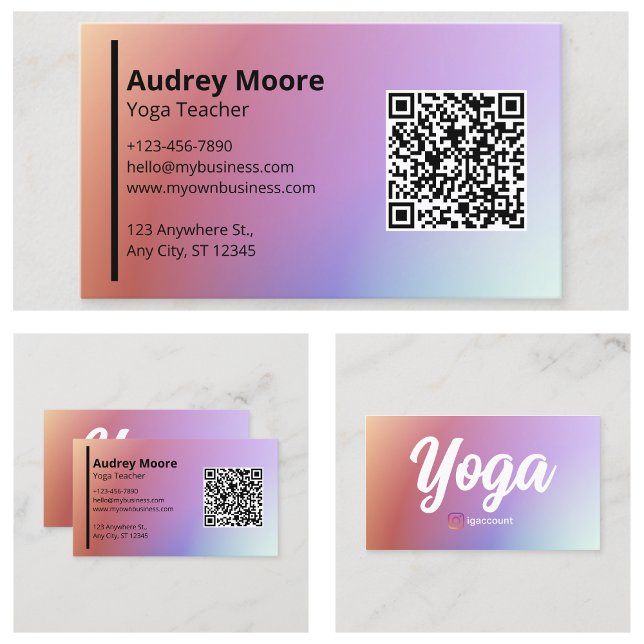 Cartão De Visita Modelos de Professores do Rainbow Modern Yoga (Rainbow Modern Yoga Teacher Templates Business Card
)