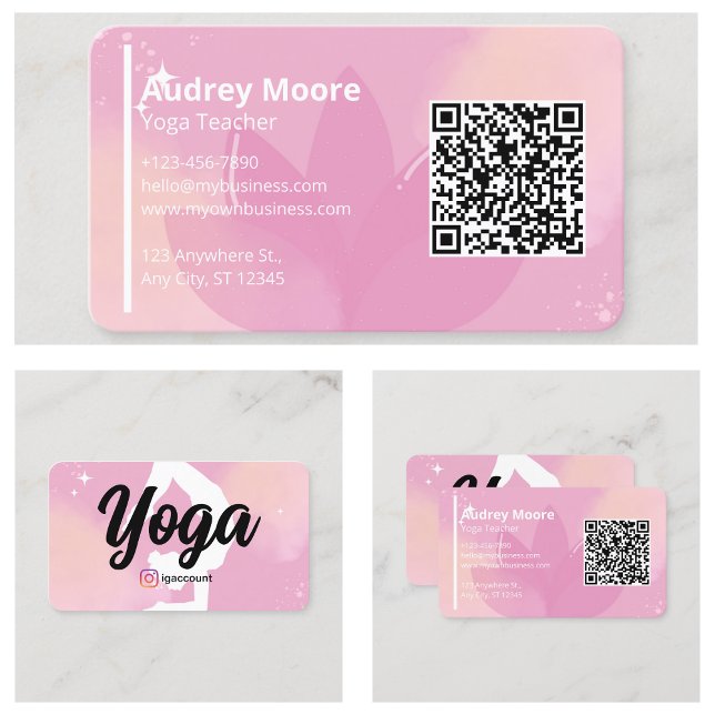 Cartão De Visita Modelos do professor Yoga Studio Yoga (Yoga Studio Yoga Teacher Templates Business Card
)