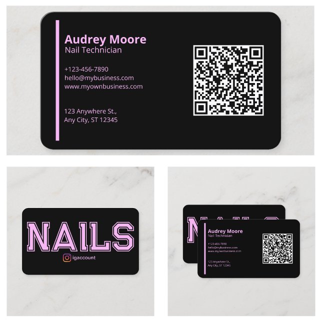 Cartão De Visita Modelos modernos de técnicos de unhas (Modern Nail Technicians Templates Business Card
)