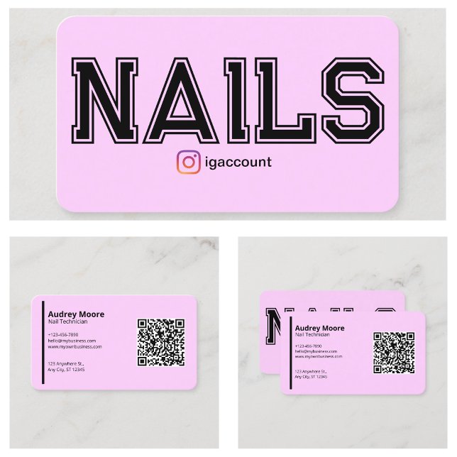 Cartão De Visita Modelos Técnicos Modernos cor-de-rosa (Modern Pink Nail Technician Templates Business Card
)