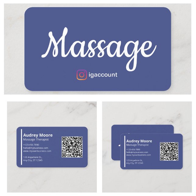 Cartão De Visita Modelos Terapistas de Massas QR (Massage Therapist Templates QR Business Card
)