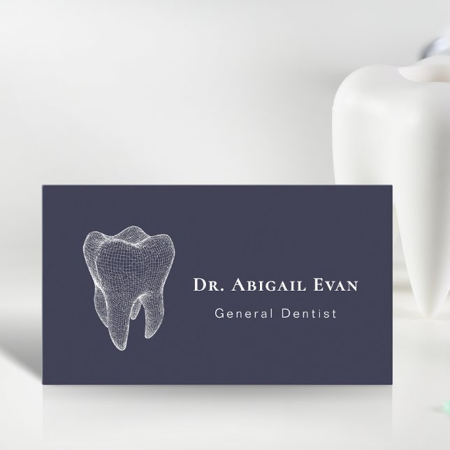 Cartão De Visita Modern 3D Tooth Professional Navy Blue Dentist (Modern 3D Tooth Professional Navy Blue Dentist Business Card)