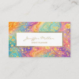Cartão De Visita Modern Abstract Glitter Floral Monogram Design    