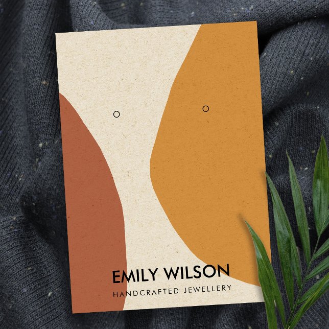 CARTÃO DE VISITA MODERN ABSTRATO TERRACOTTA RED ART EARRT (Criador carregado)