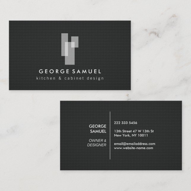 Cartão De Visita Modern Architectural Blocks Logo (Frente/Verso)