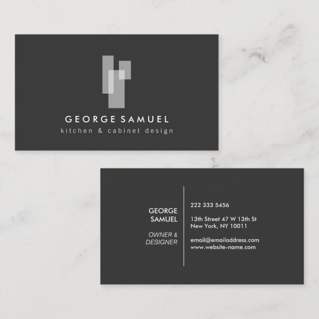 Cartão De Visita Modern Architectural Blocks Logo II White/Gray (Frente/Verso)