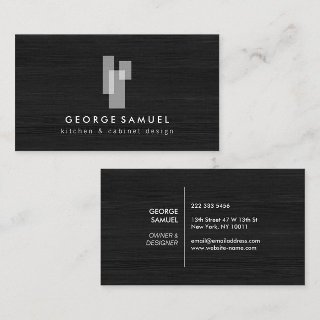 Cartão De Visita Modern Architectural Blocks Logo II White/Gray  (Frente/Verso)