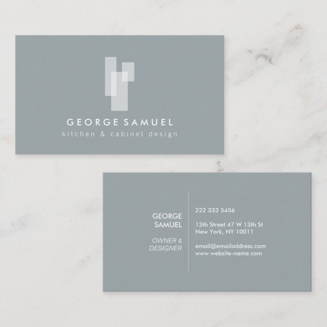 Cartão De Visita Modern Architectural Blocks Logo II White/Slate  (Frente/Verso)