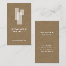 Cartão De Visita Modern Architectural Blocks Logo White/Kraft 