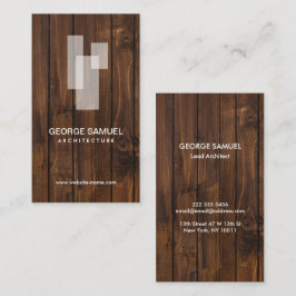 Cartão De Visita Modern Architectural Blocks Logo White/Rustic Wood