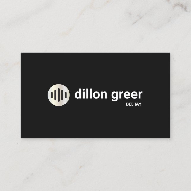 Cartão De Visita Modern Black Audio Music DJ (Frente)