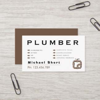 Cartão De Visita Modern Black & Brown Plumber