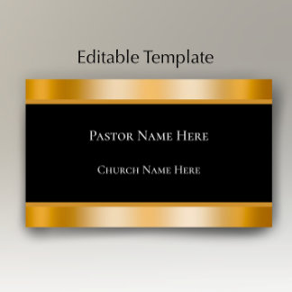 Cartão De Visita Modern Black & Gold Custom Text Church Pastor 