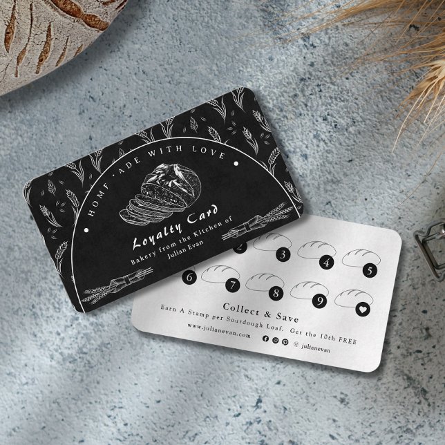 Cartão De Visita Modern Black Homemade Bakery Loyalty Card (Modern Black Homemade Bakery Loyalty Card)