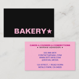 Cartão De Visita Modern Black & Pink Color | Customizable Bakery