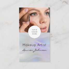 Cartão De Visita Modern Black Script Photo Makeup 