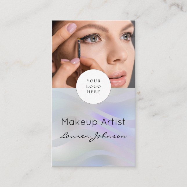 Cartão De Visita Modern Black Script Photo Makeup  (Frente)