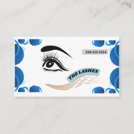 Cartão De Visita Modern Blue Minimalist Eye Illustration Lash 