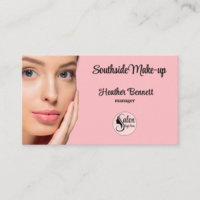 Cartão De Visita Modern Blush Pink Makeup Artist Business  (Frente)