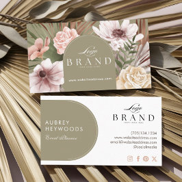 Cartão De Visita Modern Bohemian Watercolor Boho Florals Arch Logo 