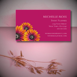 Cartão De Visita Modern Boho Daisies Whimsical Pink