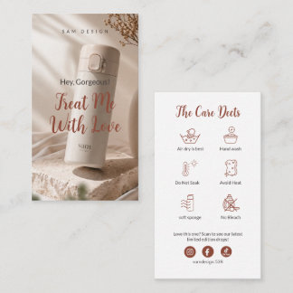 Cartão De Visita Modern Boho Terracotta Photo Tumbler Care Card