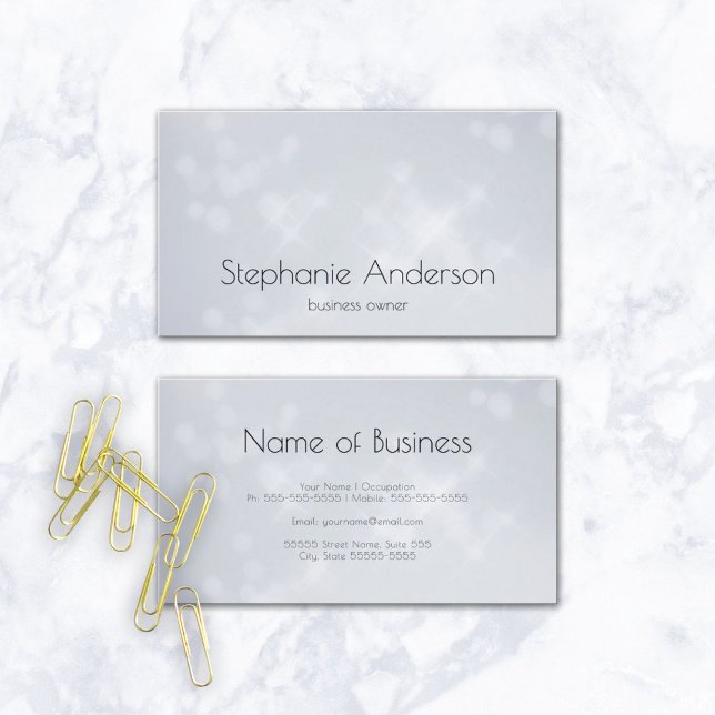 Cartão De Visita Modern Bokeh Glamorous Silver Sparkle (Modern Bokeh Glamorous Silver Sparkle Business Cards)