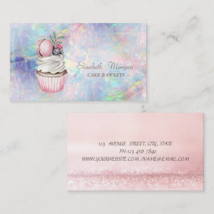 Cartão De Visita Modern Bokeh Watercolor Macaron Holographic,Opal