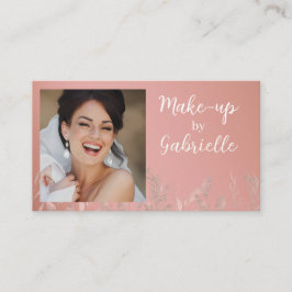 Cartão De Visita Modern Botanical Dusty Rose Boho Photo QR Code 