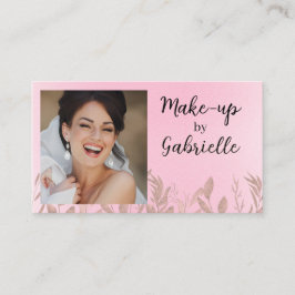 Cartão De Visita Modern Botanical Soft Pink Boho Photo QR Code 