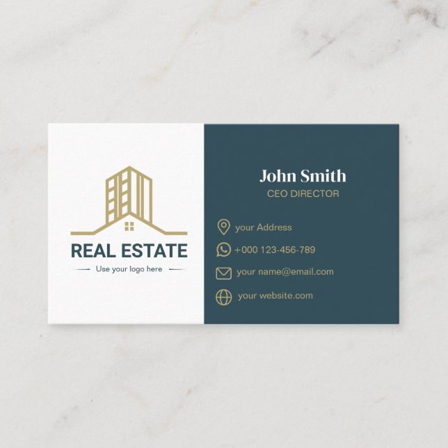 Cartão De Visita Modern Business Card for REAL ESTATE (Frente)