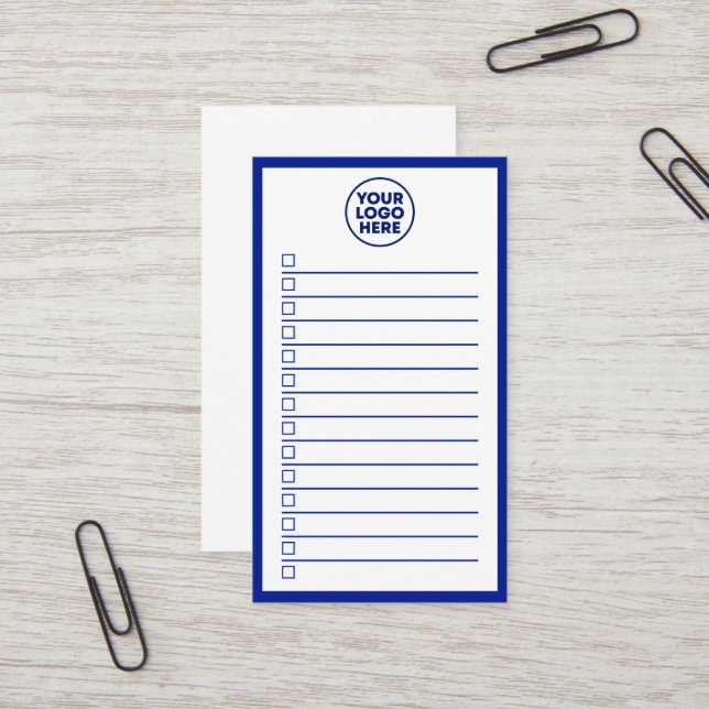 Cartão De Visita Modern Business Logo Navy Blue To Do List (Frente/Verso In Situ)