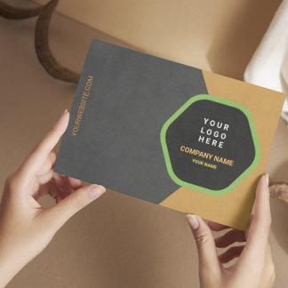 Cartão De Visita Modern Charcoal & Gold Design