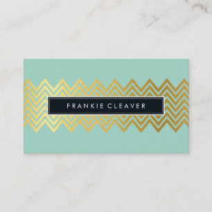 Cartão De Visita MODERN CHEVRON PATTERN tendência de menta de ouro 