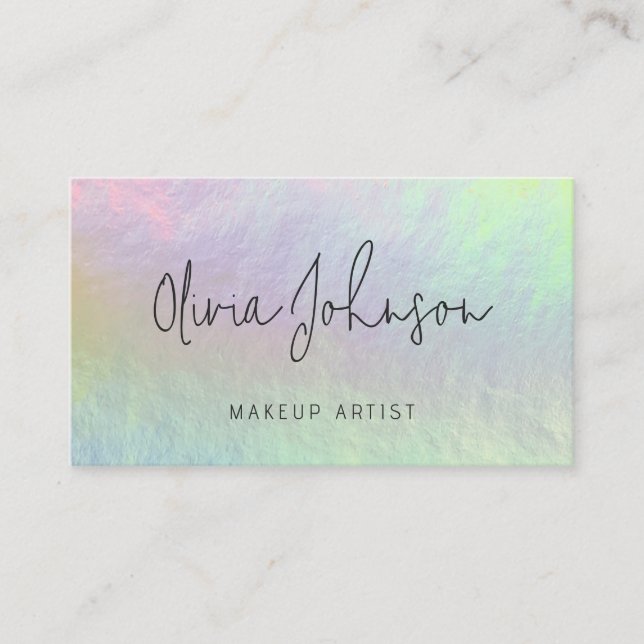 Cartão De Visita Modern Chic Holographic Opal Stone Business Card (Frente)