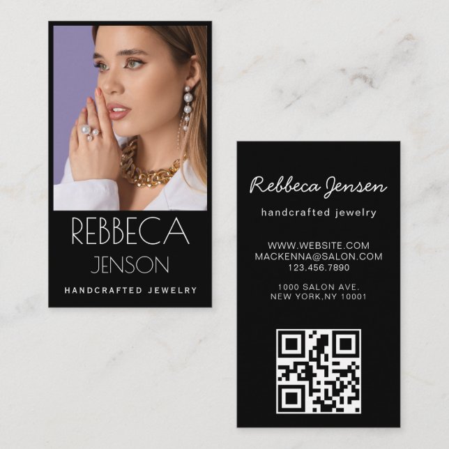Cartão De Visita Modern Chic Jewelry Designer Business Card (Frente/Verso)