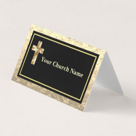 Cartão De Visita Modern Church Gold And Black KJV Networking Card