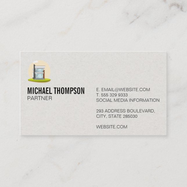 Cartão De Visita Modern City Building Logo Modern House (Verso)