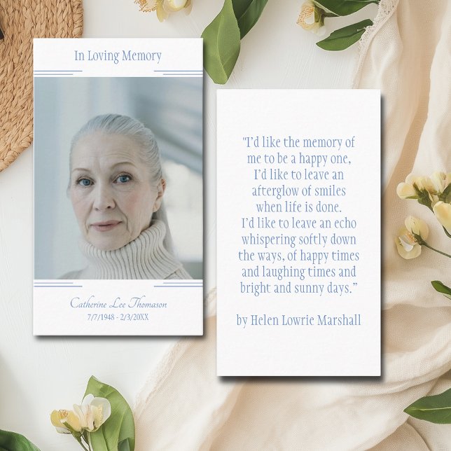 Cartão De Visita Modern Classic Photo In Loving Memory Prayer Card (Modern Classic Photo In Loving Memory Prayer Card
)