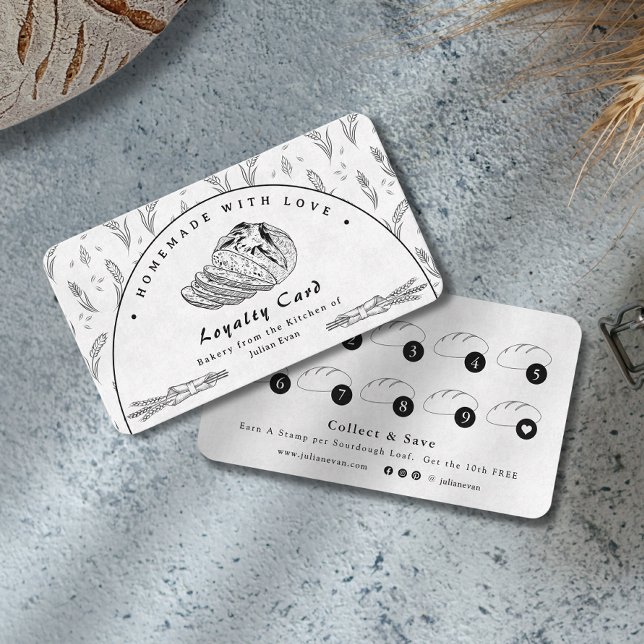 Cartão De Visita Modern Clean Homemade Sourdough Loyalty Card (Modern Clean Homemade Sourdough Loyalty Card)