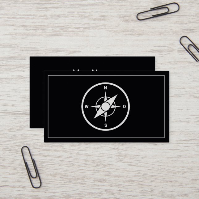 Cartão De Visita Modern Compass Gold Nautical Business Card (Frente/Verso In Situ)