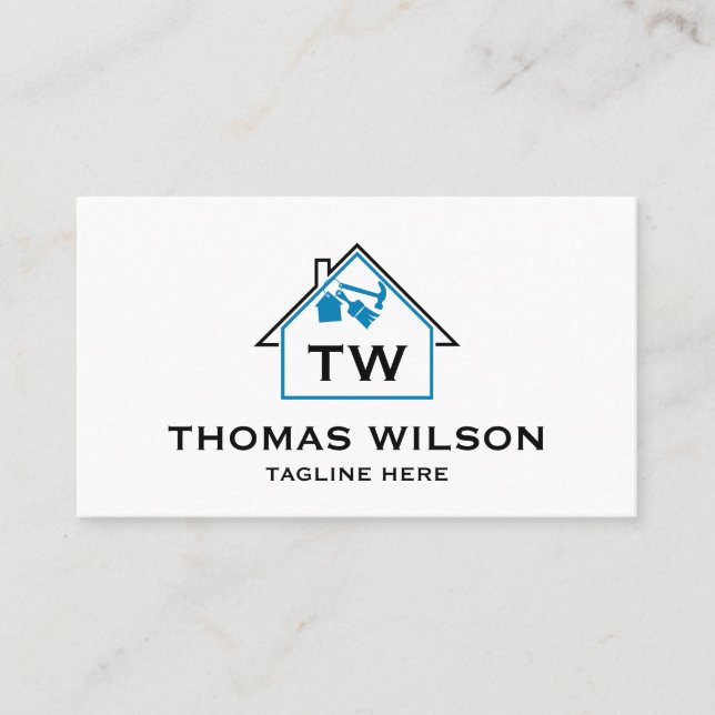 Cartão De Visita Modern Construction Handyman Carpenter Tools Busin (Frente)