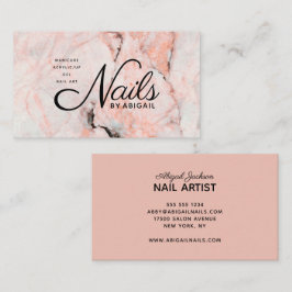 Cartão De Visita Modern Coral Rosa Marble Unhas Por "Nome" Comercia
