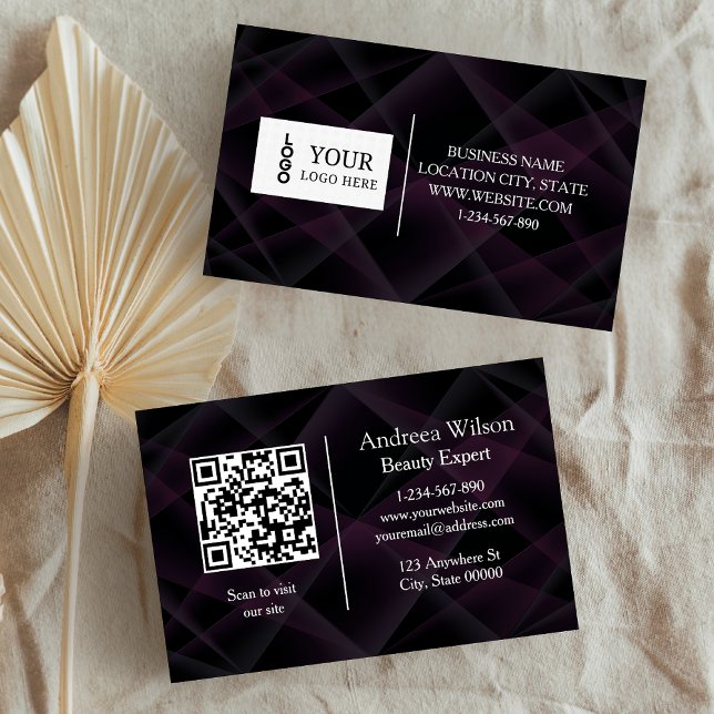 Cartão De Visita Modern Custom Logo and QR Code Business Card (Criador carregado)