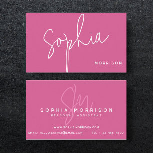 Cartão De Visita Modern Dark Pink Monogram Professional