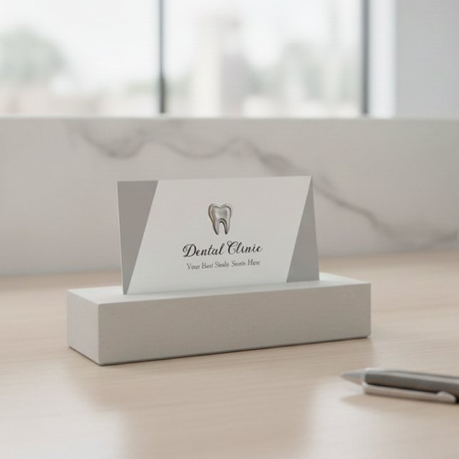 Cartão De Visita Modern Dental Clinic Logo QR Code Dentist (Criador carregado)