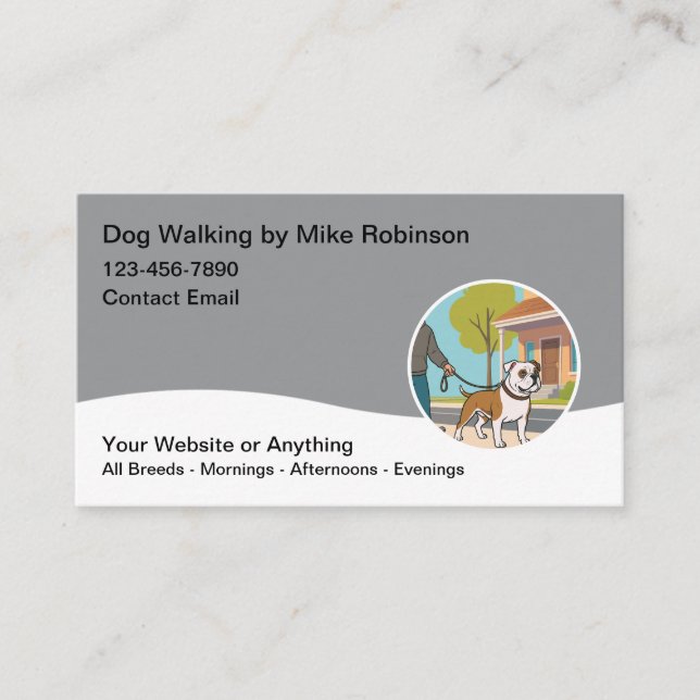 Cartão De Visita Modern Dog Walking Services Business Cards (Frente)