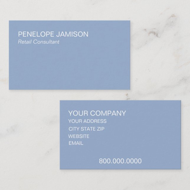 Cartão De Visita Modern Dusty Blue Minimalistic  (Frente/Verso)