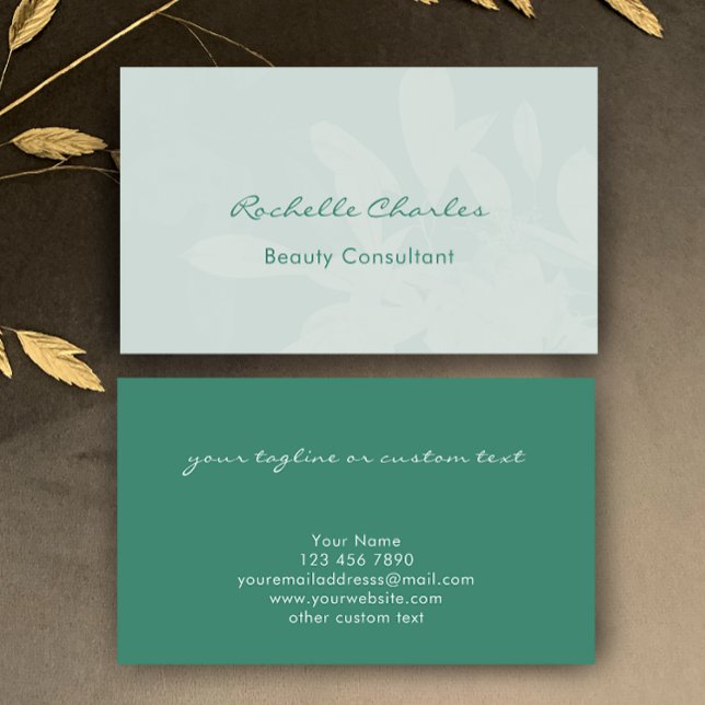 Cartão De Visita Modern Elegant Botanical Green Beauty Professional (Personalize this beautiful green business card template. Elegant eucalyptus botanical unique design.)