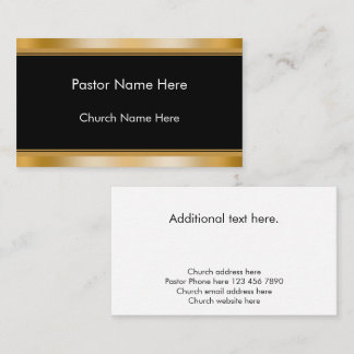 Cartão De Visita Modern Elegant Gold Custom Text Church Pastor 